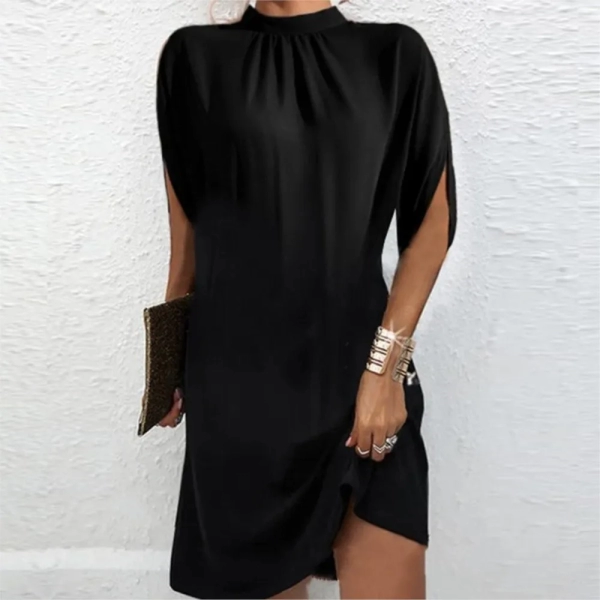 Dresses For Women 2024 Spring Summer Fashion Round Neck Ruched Loose Casual Bat Sleeve Office Lady Party Dress S-XXL Vestidos