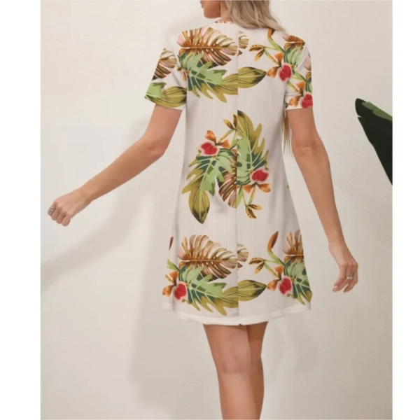 Summer Women's Comfortable Fashion Dress 2024 New Fresh Leisure Slim Fit Printed Short Sleeve Round Neck Dress